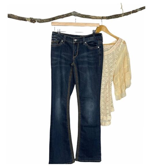 SEVEN7 Baby Bootcut Embellished Studded Jeans - Picture 8 of 9
